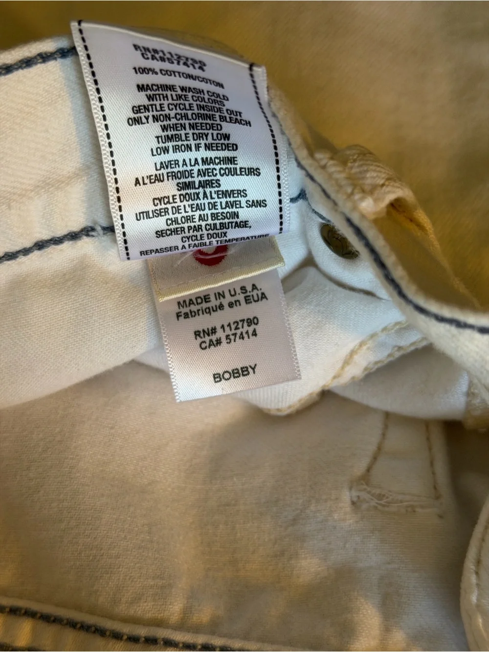 True Religion Men’s White Straight Jeans